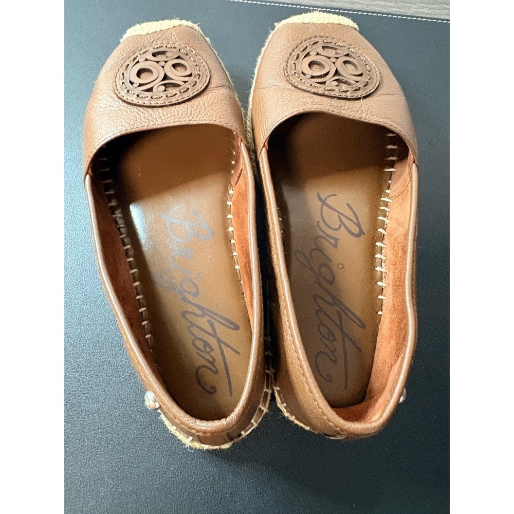 Brighton Groove Brown Pebbled Leather Espadrille Flats Medallion Slip On Shoes 6 - Picture 9 of 9